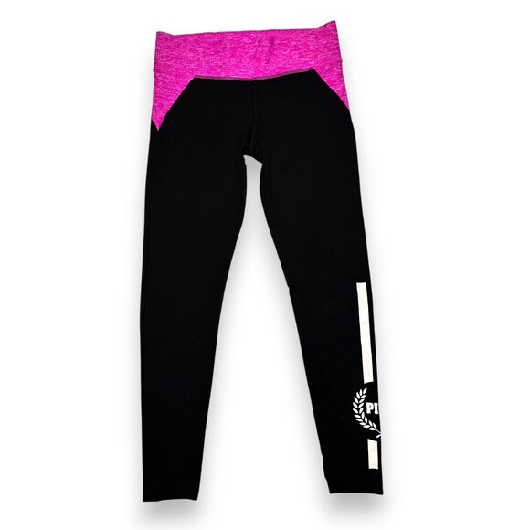 Victoria Secret Pink with Neon Pink Foldover Yoga Leggings Small - Picture 1 of 11